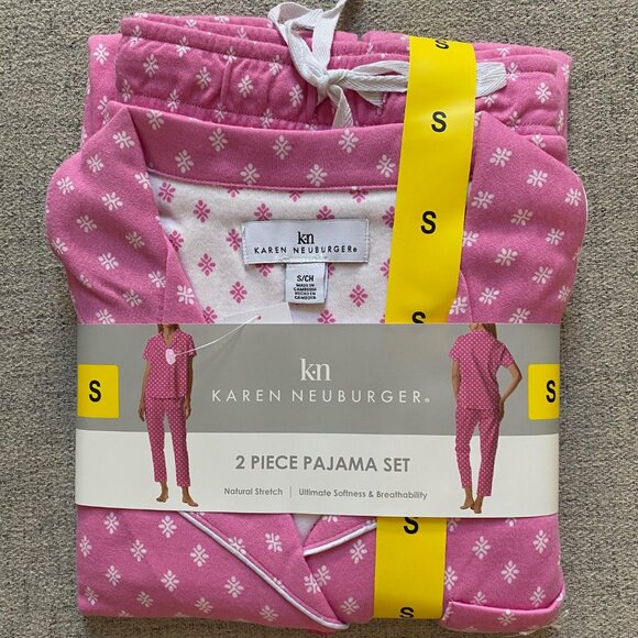 NEW Karen Neuburger Women's 2 Piece Stretch Short Sleeve Pajama Set, Pink Small - Picture 1 of 2